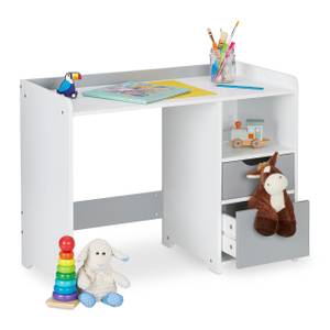 Bureau pour enfants avec tiroirs Gris - Blanc - Bois manufacturé - 80 x 60 x 38 cm