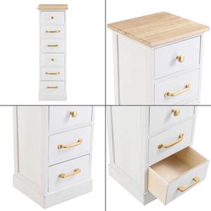 Commode Salo à 6 Tiroirs Blanc - Bois massif - 29 x 91 x 27 cm