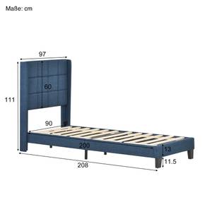 Polsterbett Amelia Blau - Breite: 97 cm - Mit Kopfteil - Mit Lattenrost