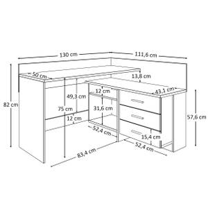 Eckschreibtisch ECKE Weiß - Holzwerkstoff - 130 x 82 x 112 cm