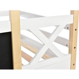 Lit maison pour enfants Hemera Ⅲ Noir - Blanc - Bois manufacturé - Métal - Bois massif - Bois/Imitation - 96 x 205 x 207 cm