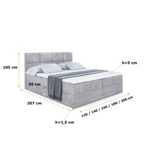 Boxspringbett ARDENI Grau - Breite: 140 cm - H4