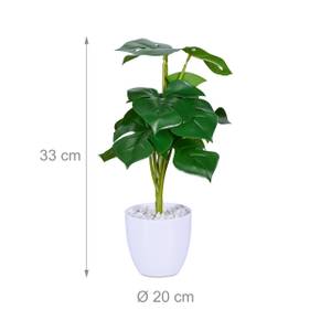 Lot de 2 plantes artificielles Vert - Blanc - Pierre - Textile - 20 x 33 x 20 cm