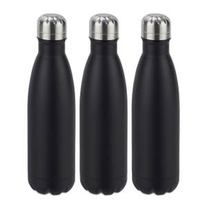 Lot de 3 gourdes inox bouteille eau noir Noir - Argenté