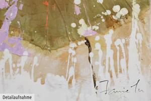 Tableau peint Ballet de la floraison Beige - Marron - Bois massif - Textile - 80 x 80 x 4 cm