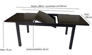 Garnitur TORINO 9-teilig Schwarz - Grau - Glas - Metall - 100 x 75 x 240 cm