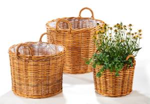 3tlg. Set Blumentopf LACAKPOTSET Braun - Rattan - 51 x 40 x 51 cm