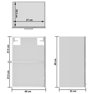 Armoire en verre suspendue 3016496-12 Gris - Imitation chêne fumé - Gris minéral - Largeur : 40 cm