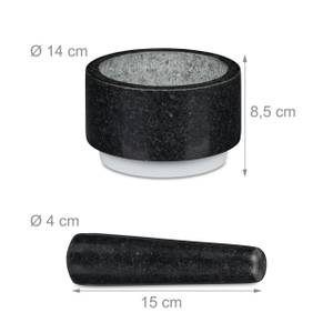 Mortier en granit  pilon antidérappant Noir - Blanc - Matière plastique - Pierre - 14 x 9 x 14 cm