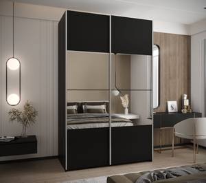 Armoire Lux 4 Noir - Argenté - Largeur : 150 cm