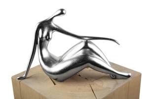 Sculpture moderne Waiting for you Argenté - Pierre artificielle - Matière plastique - 36 x 22 x 10 cm