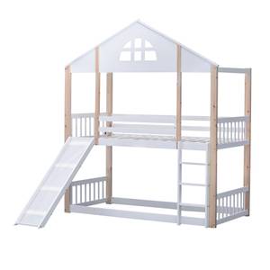 Etagenbett FunySafe Ⅰ Weiß - Holzwerkstoff - Massivholz - Holzart/Dekor - 205 x 233 x 205 cm