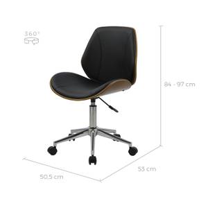 Chaise de bureau Archie Noir Noir - Bois massif - 50 x 97 x 53 cm