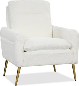 Sessel mit konischen Metallbeinen Weiß - Textil - 74 x 87 x 75 cm
