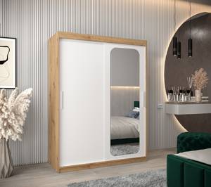 Armoire à portes coulissantes promo t2 Imitation chêne - Blanc - Largeur : 150 cm - 2 porte