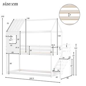 Etagenbett Terra Ⅰ Braun - Weiß - Holzwerkstoff - Metall - Massivholz - Holzart/Dekor - 98 x 220 x 243 cm