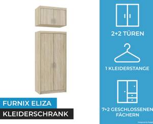 Kleiderschrank mit Aufsatz ELIZA 2D Eiche Hell Dekor - Eiche Sonoma Dekor