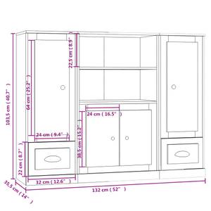 Highboard 3er Set DE7190 Weiß