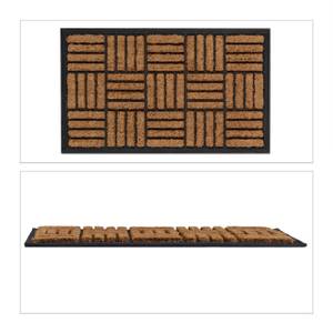 Fußmatte Gummi & Kokos Muster Schwarz - Braun - Naturfaser - Kunststoff - 75 x 2 x 45 cm