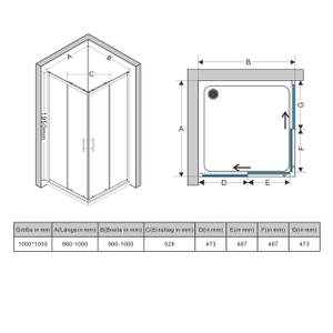Duschkabine Eckdusche Schiebetüren 100 x 100 cm