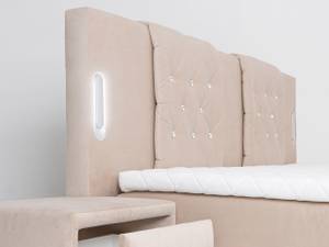 Bett Nizza 2 mit Bettkasten und LED Beige - Breite: 180 cm