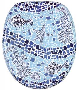 WC-Sitz mit Absenkautomatik Mosaic World Blau - Holzwerkstoff - 38 x 6 x 47 cm
