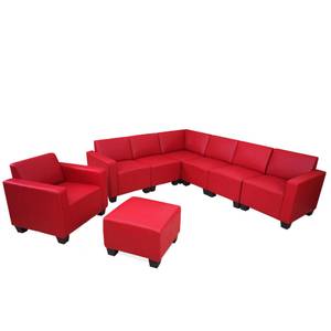 Couch-Garnitur Lyon 6-2 Rot - Kunstleder - 288 x 76 x 216 cm