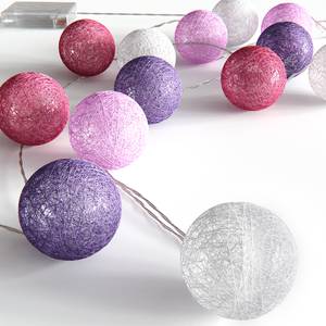 Lichterkette Cotton Balls Hellrosa - Pink - Weiß