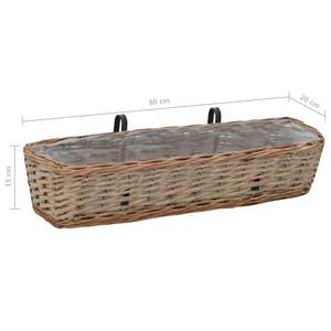 Jardinière de balcon 3002201 (lot de 2) Marron - Fibres naturelles - Matière plastique - Bois/Imitation - 20 x 15 x 80 cm