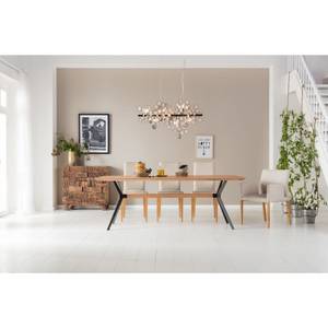 Esstisch Downtown Braun - Metall - Massivholz - Holzart/Dekor - 220 x 77 x 100 cm