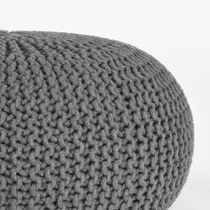 Pouf Knitted Grau - Textil - 70 x 35 x 70 cm