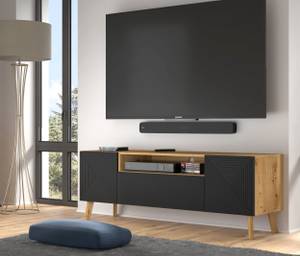 Meuble TV LUXI 160x42x56 Noir - Marron - Bois manufacturé - Matière plastique - 160 x 56 x 42 cm