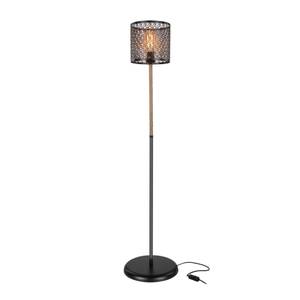 Lampadaire Farnborough noir / naturel Noir - Métal - 21 x 131 x 21 cm