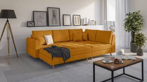 Skandinavisches Ecksofa Amber mit Hocker Gelb - Ecke davorstehend rechts