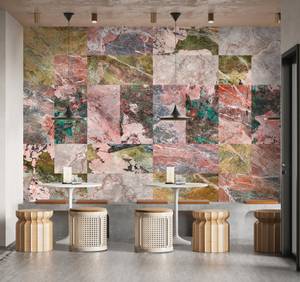 Fototapete Mixed Marble Walls by Patel Beige - Grün - Rot - Kunststoff - Textil - 400 x 270 x 0 cm