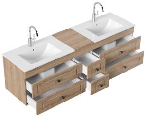 Badmöbel-Set Milano XL Cottage 4tlg Braun - Holzwerkstoff - 46 x 50 x 172 cm