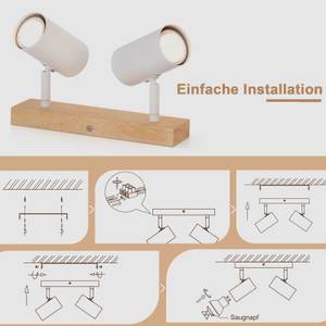 Wandleuchte Blick 2-flammig Weiß - Holzwerkstoff - 6 x 17 x 25 cm