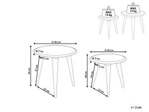 Beistelltisch HURSI 2-tlg Braun - Weiß - Massivholz - 46 x 45 x 46 cm