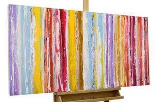 Acrylbild handgemalt Line it up Massivholz - Textil - Holz teilmassiv - 120 x 60 x 4 cm