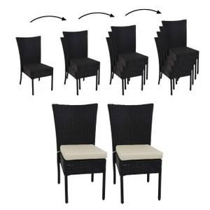 Poly-Rattan Stuhl G19 (2er-Set) Schwarz - Cremeweiß