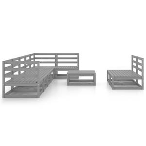 Garten-Lounge-Set (9-teilig) 3009796-1 Grau - Massivholz - Holzart/Dekor - 70 x 30 x 70 cm