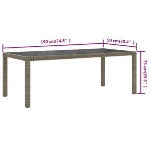 Gartentisch 3011702 Grau - Metall - Kunststoff - Polyrattan - 90 x 75 x 190 cm