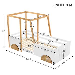 Autobett HomeyⅠ Weiß - Holzwerkstoff - Massivholz - Holzart/Dekor - 95 x 95 x 208 cm