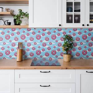 Selbstklebendes Wandpaneel Donuts Blau - Kunststoff - 100 x 50 x 50 cm