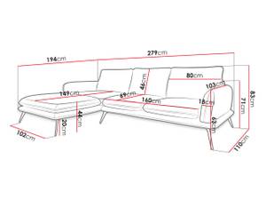 Ecksofa Portimao LC Grau - Ecke davorstehend links