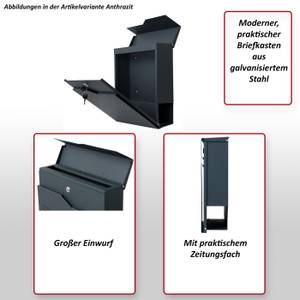 Briefkasten B30 Schwarz - Metall - 37 x 36 x 11 cm