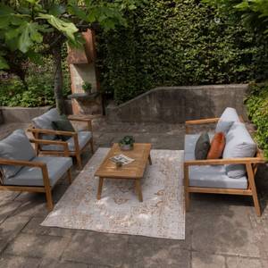 Salon de jardin bas en teck Lucca Beige - Bois massif - Profondeur : 150 cm