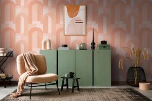 Art Deco Tapete - Vliestapete Retro Beige - Orange