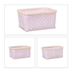 Aufbewahrungskorb rosa 3er Set Braun - Pink - Bambus - Metall - Kunststoff - 31 x 16 x 22 cm