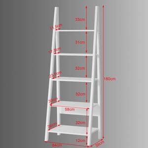 Leiterregal FRG61-W Weiß - Holzwerkstoff - 64 x 180 x 39 cm